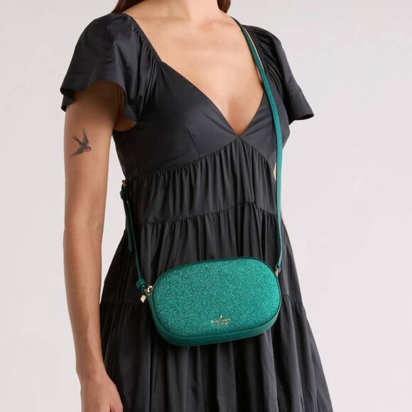 NWT Kate Spade Glimmer Oval Camera Crossbody Bag in Festive Teal - Picture 2 of 6